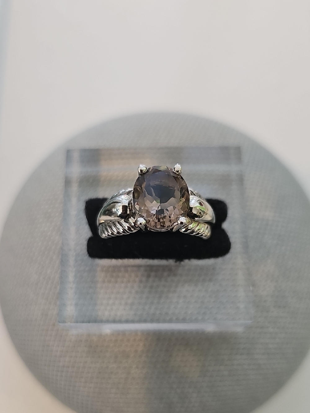 Smoky Quartz Oval Sterling Silver Ring